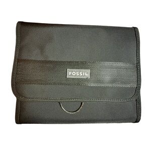 FOSSIL Black Toiletry Bag Folding Hanging Compact Travel Case Men's‎